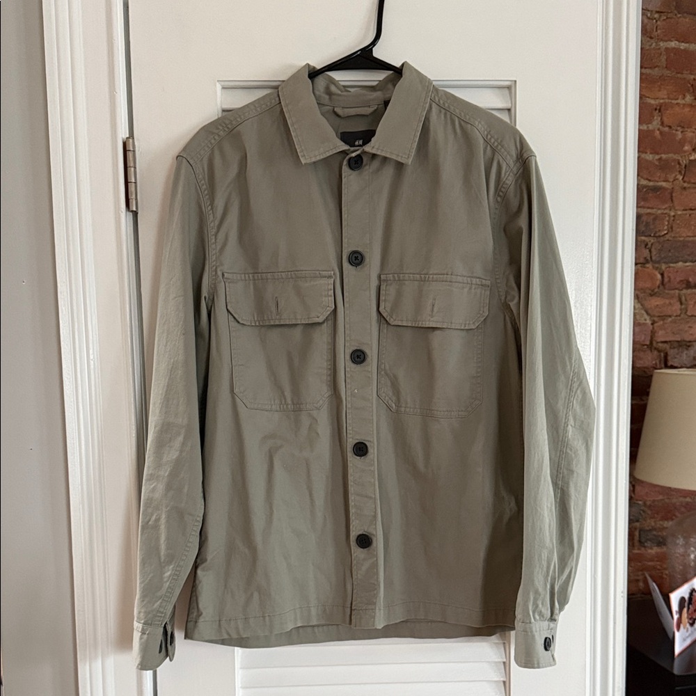 Men's Olive Button-Up Overshirt